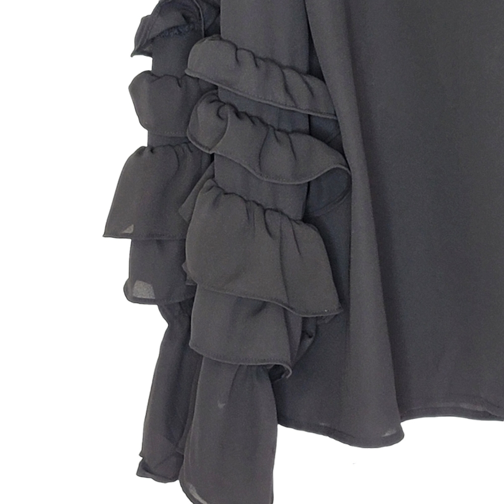 Black Ruffle Sleeve Top - Picture 4 of 4